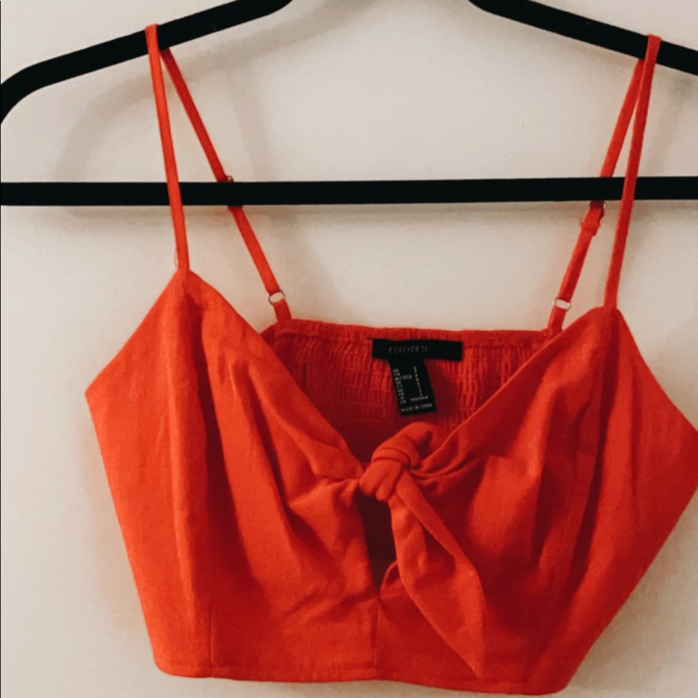 Forever21 Tie Front Crop Top